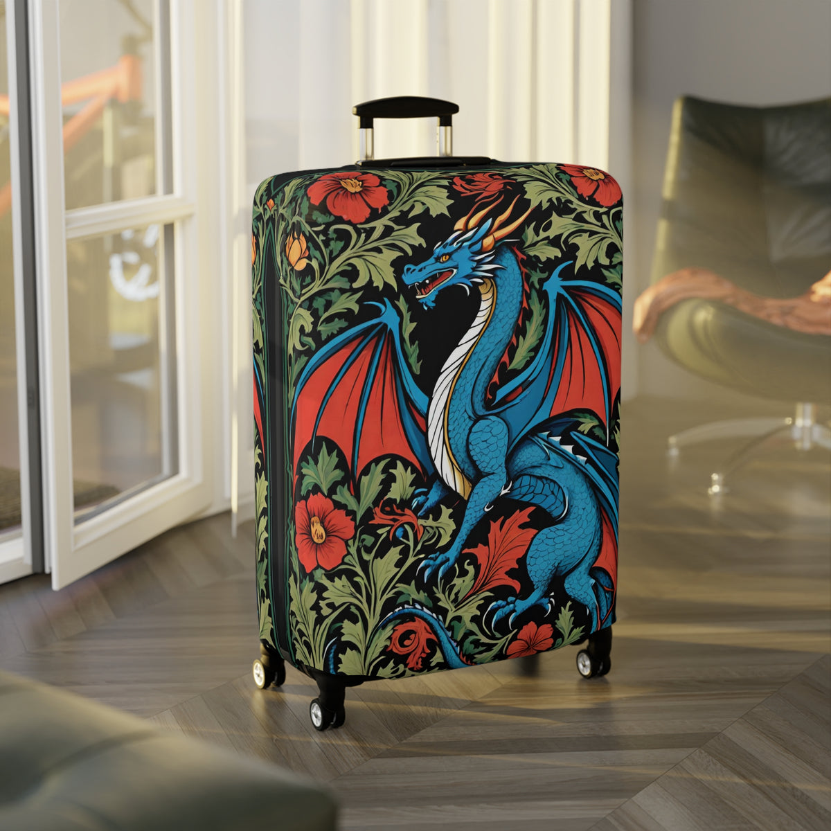 Dragon Luggage Cover - Fantasy Medieval Suitcase Protector