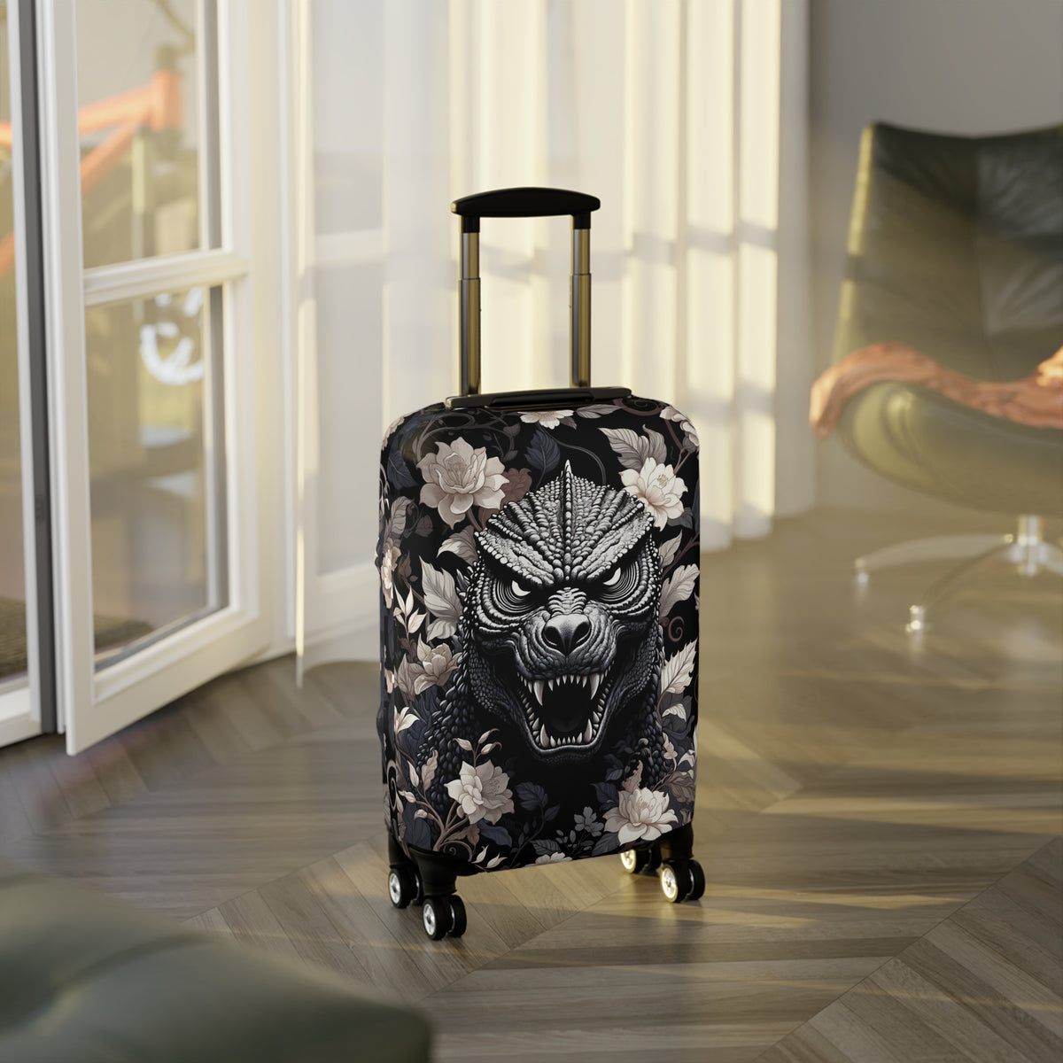 Giant Monster Face Luggage Cover - Bold Travel Gift for Him or Her