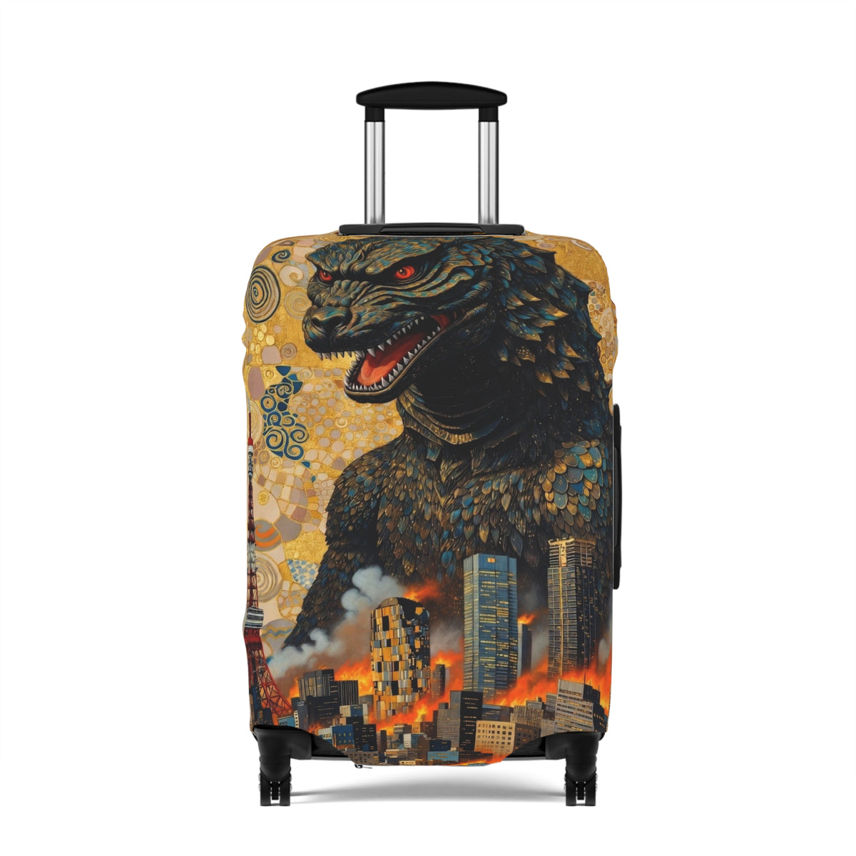 Art Nouveau Golden Monster Luggage Cover - Elastic Suitcase Protector for Travel