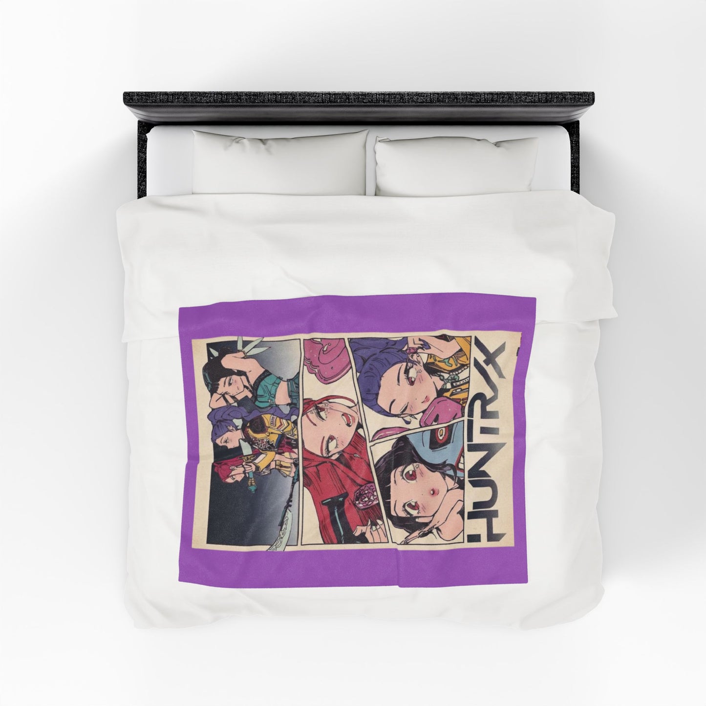 Kpop blanket, kpop art Velveteen Plush Blanket — Kawaii Comic Panel Throw