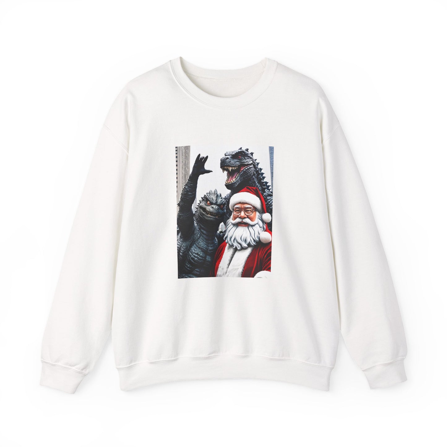 Santa with Godzilla Crewneck Sweatshirt