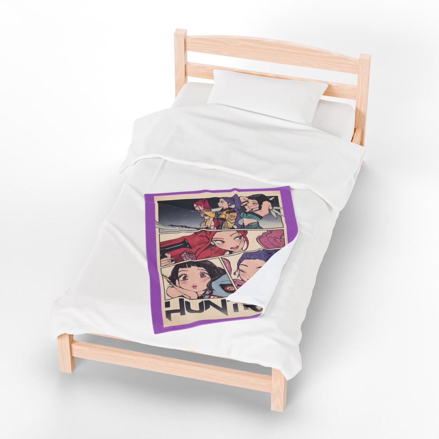 Kpop blanket, kpop art Velveteen Plush Blanket — Kawaii Comic Panel Throw