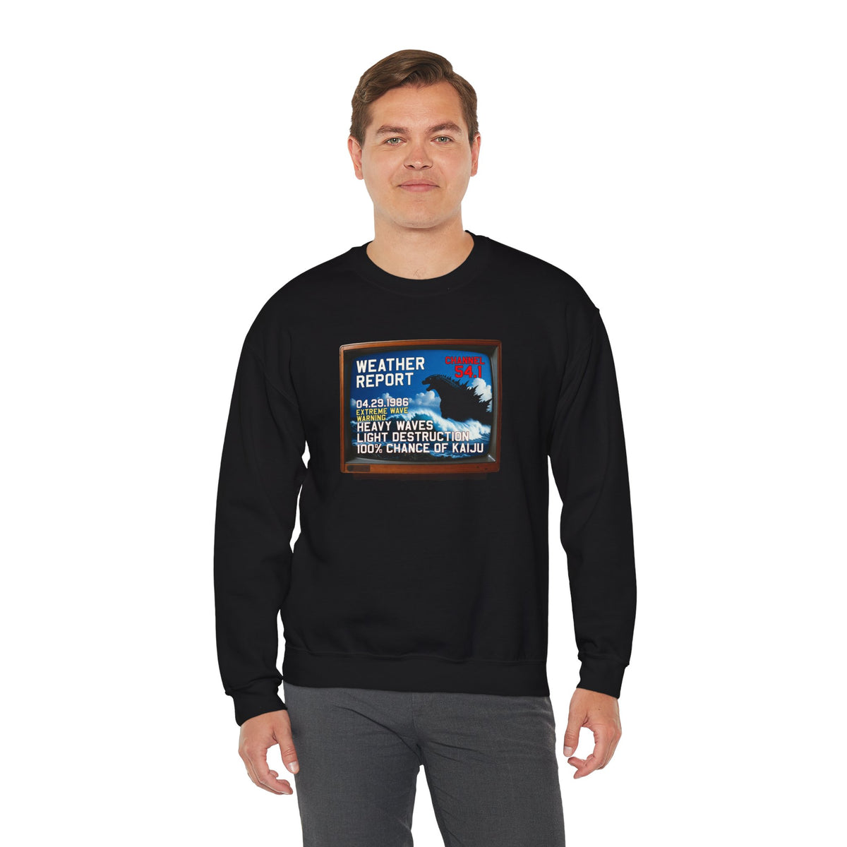Kaiju Weather Report Sweatshirt | Retro Japanese Monster Graphic Crewneck