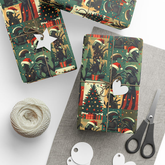 Vintage Christmas Alien Gift Wrap | Fun Christmas Wrapping Paper