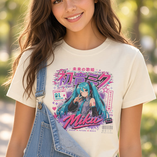 Youth Y2K Anime Graphic Tee – Miku Streetwear Shirt