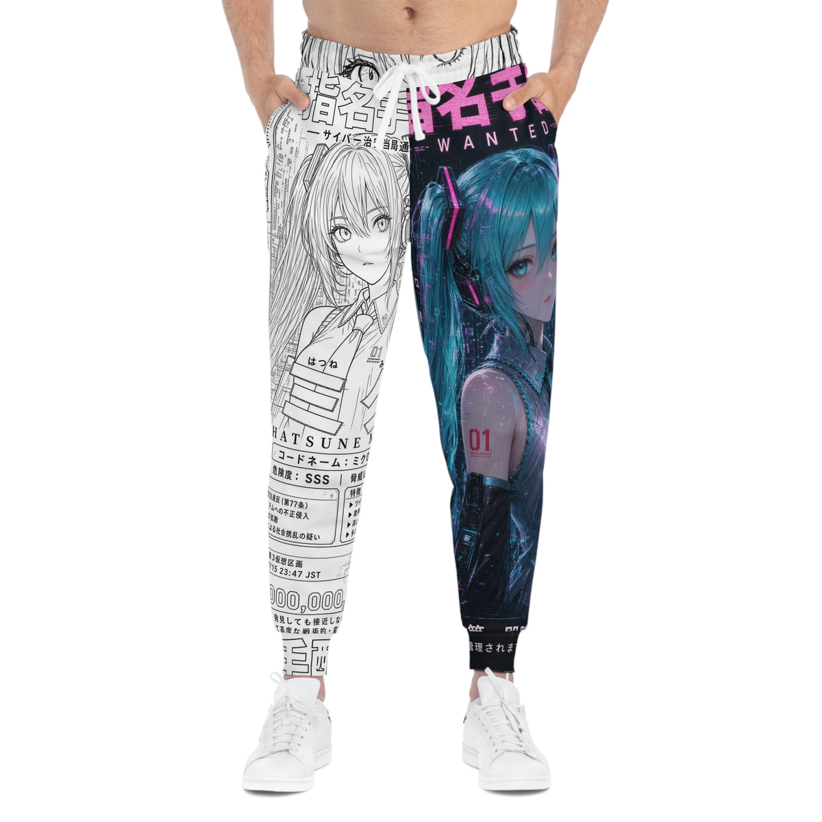 Teal Twin-Tail Anime Graphic Joggers – Cyber Idol Streetwear Sweatpants