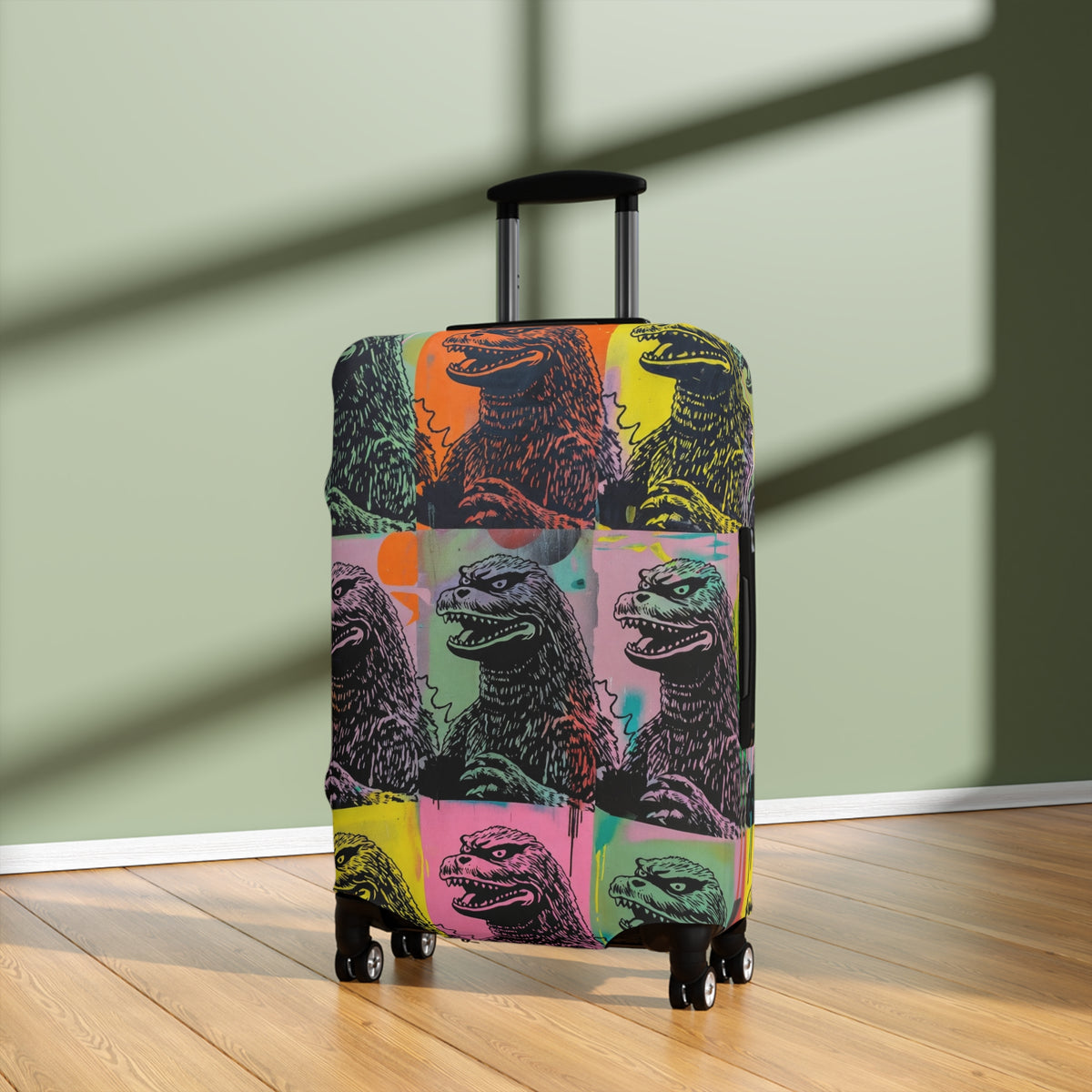 Pop Art Monster Luggage Cover - Fun Travel Gift for Suitcase Lovers