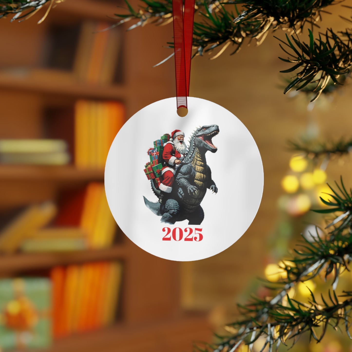 Christmas Ornament Metal Ornaments - Godzilla and Santa Clause 2025