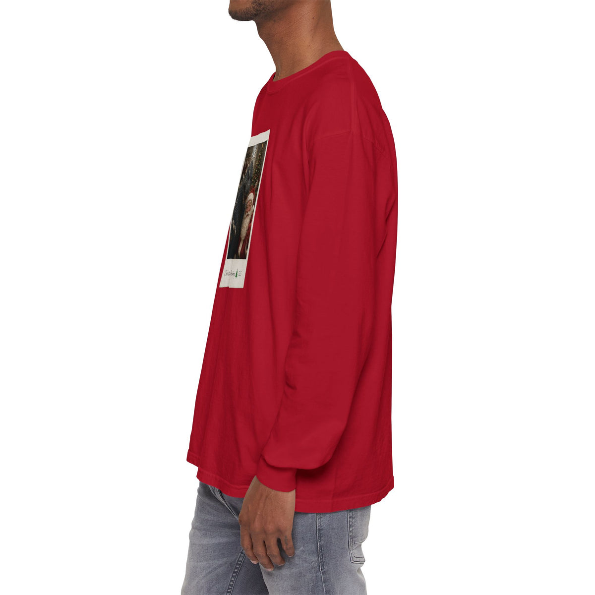 Christmas Morning Vintage Santa Long Sleeve T-Shirt – Cozy Garment-Dyed Woodland Christmas Tee