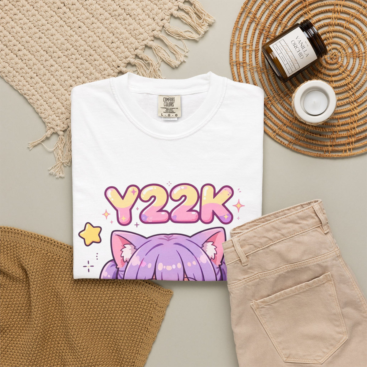 Y2K Anime Catgirl Graphic T-Shirt – Pastel Chibi Kawaii Tee | Heavyweight Cotton Y2K Streetwear