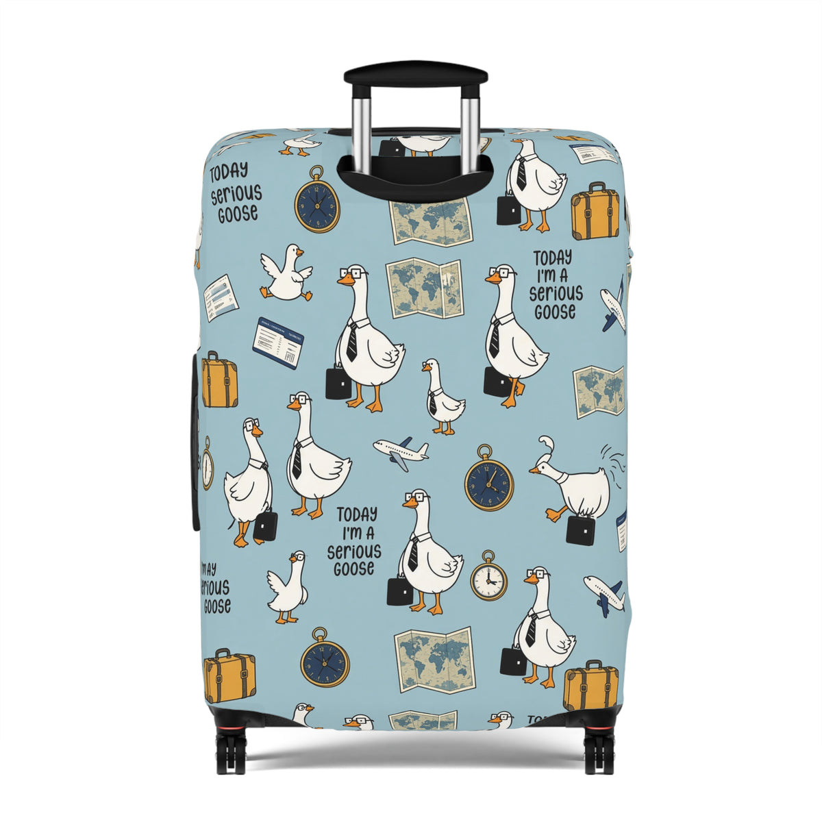 Today I'm A Serious Goose - Funny Goose Luggage Cover | Cute Cartoon Suitcase Protector
