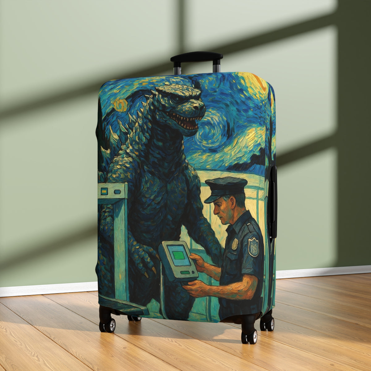 Funny Giant Monster Airport Suitcase Cover | Surreal Night Sky Luggage Protector