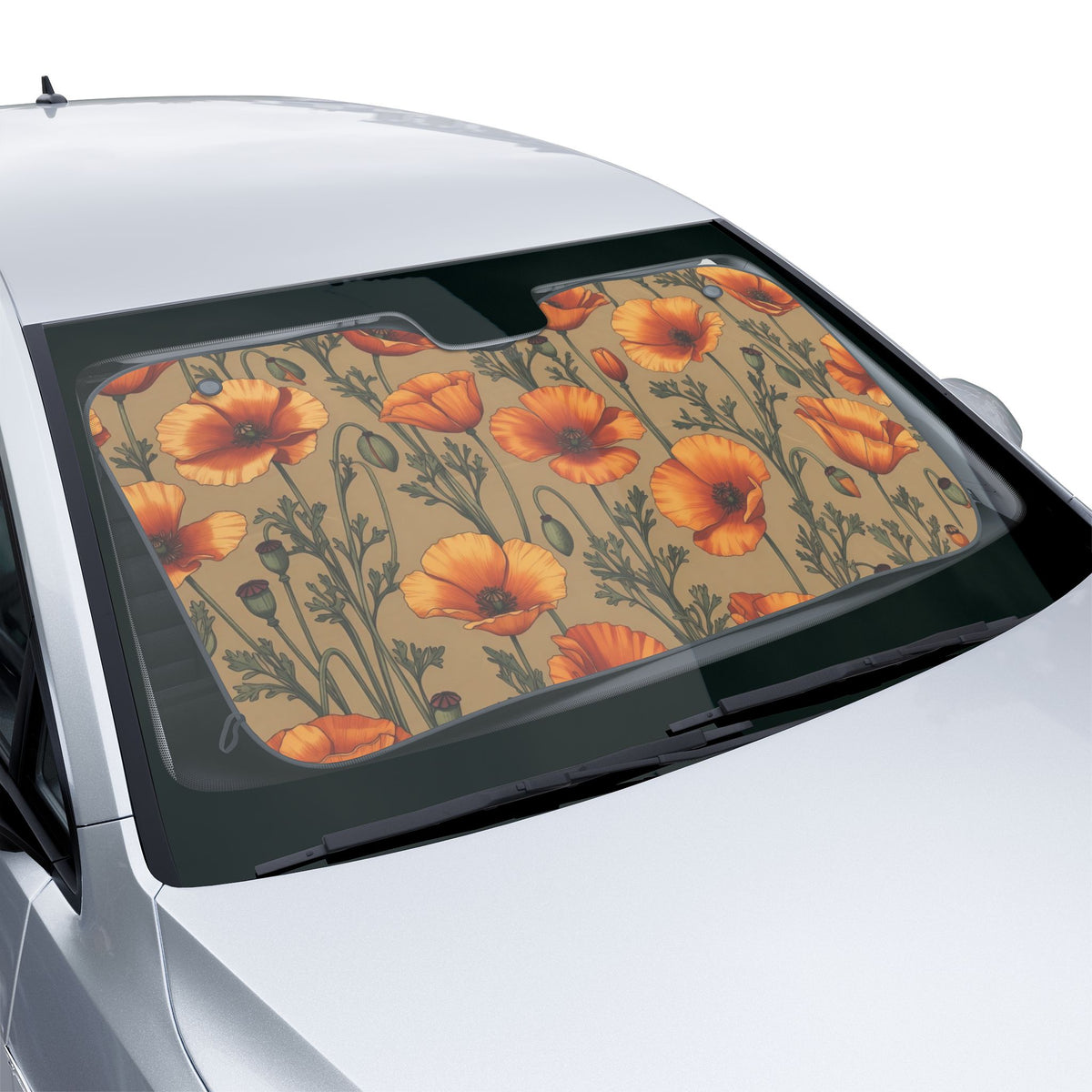 California Poppy Floral Car Sun Shade | Windshield Sunshade