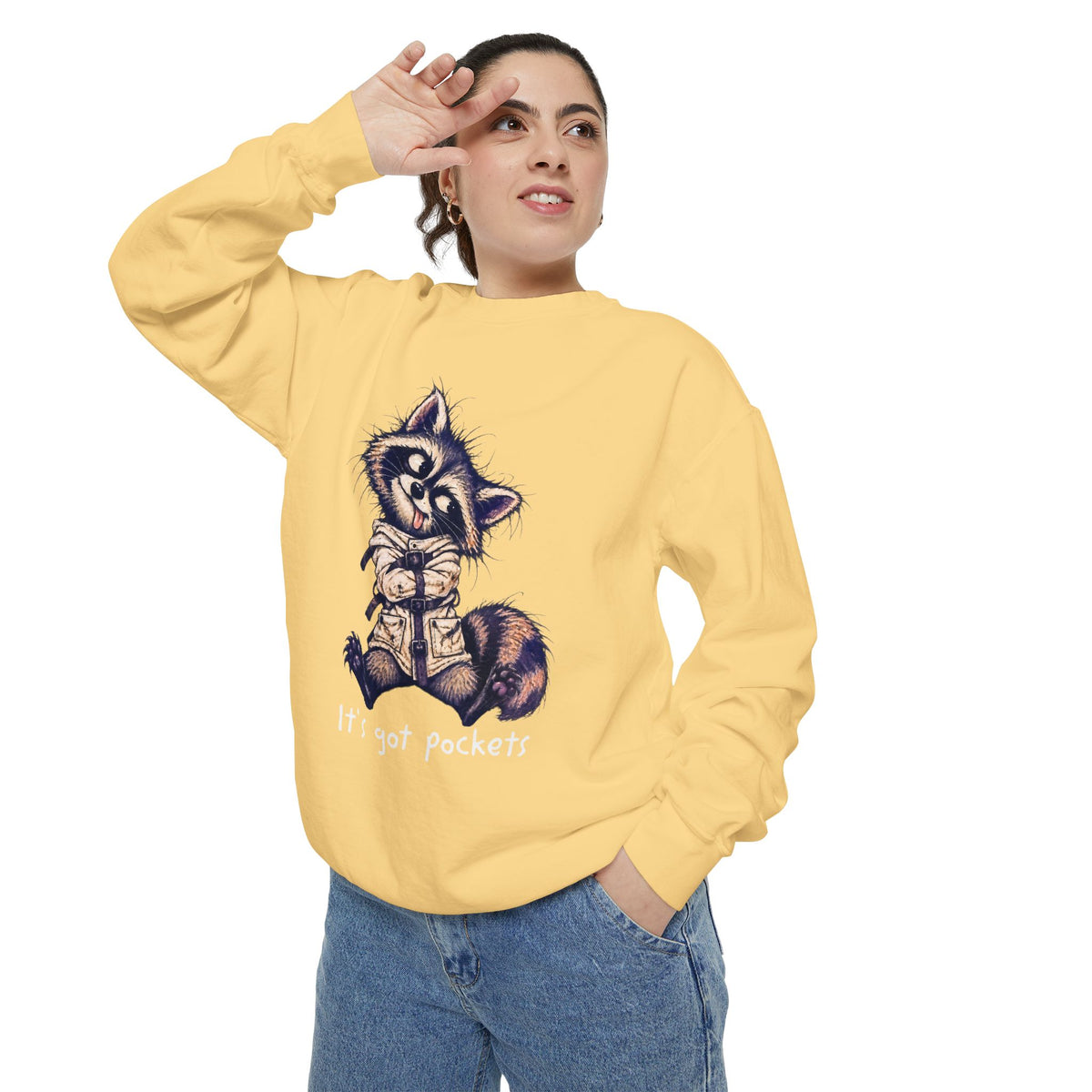 It’s Got Pockets Raccoon Sweatshirt