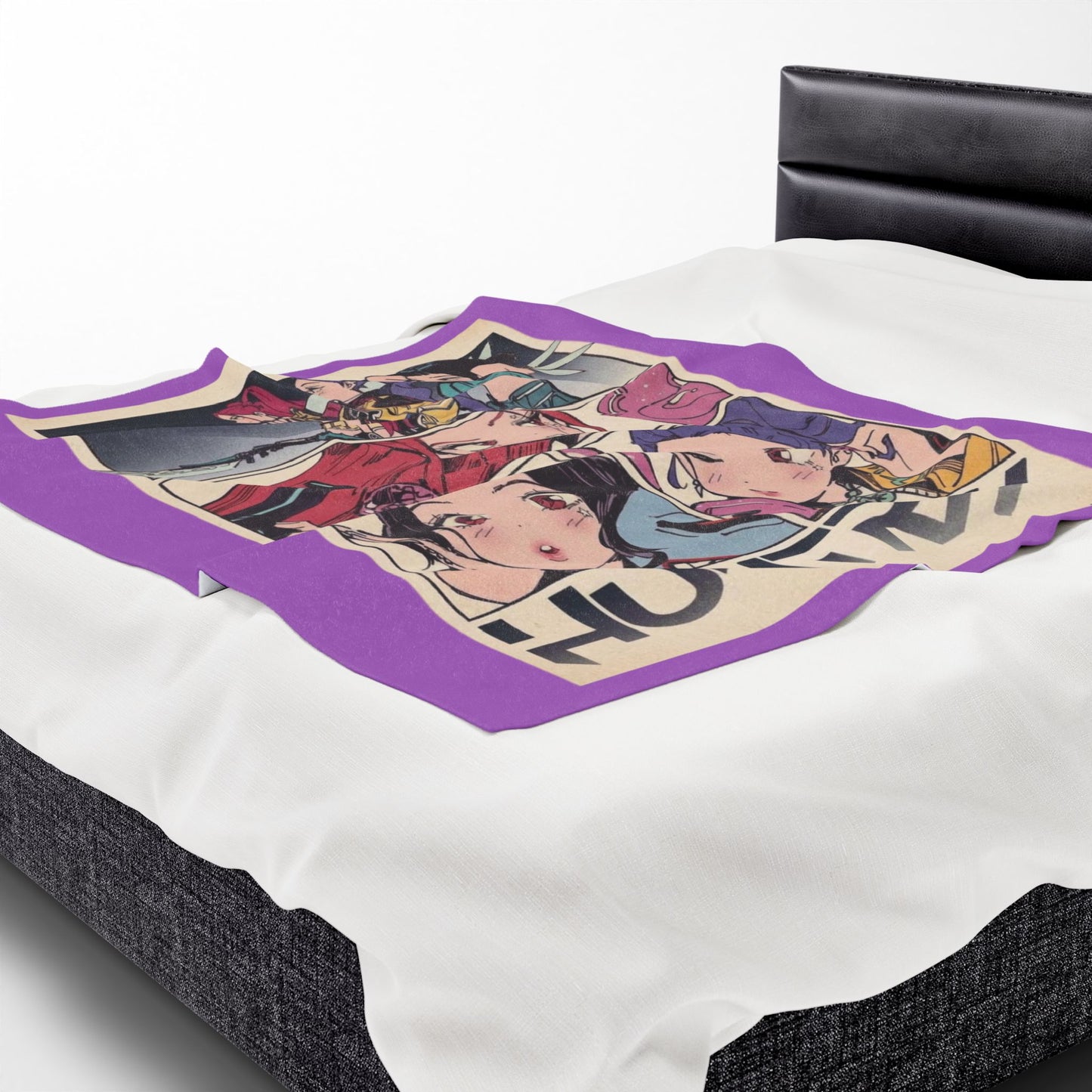 Kpop blanket, kpop art Velveteen Plush Blanket — Kawaii Comic Panel Throw