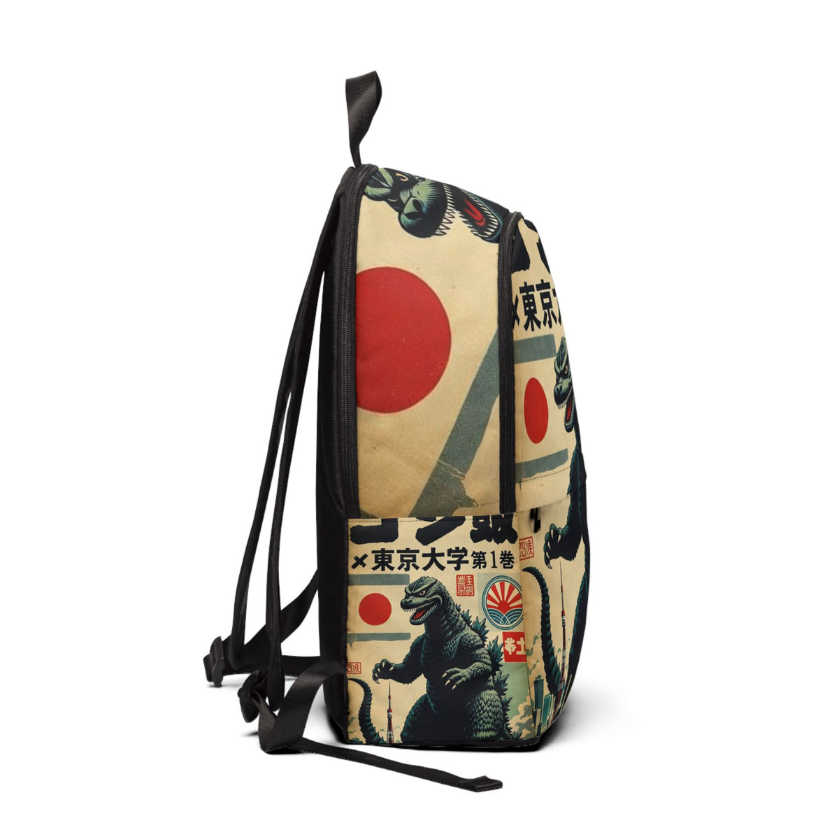 Godzilla Vintage Tokyo Poster Backpack — Retro Japanese Monster School Bag