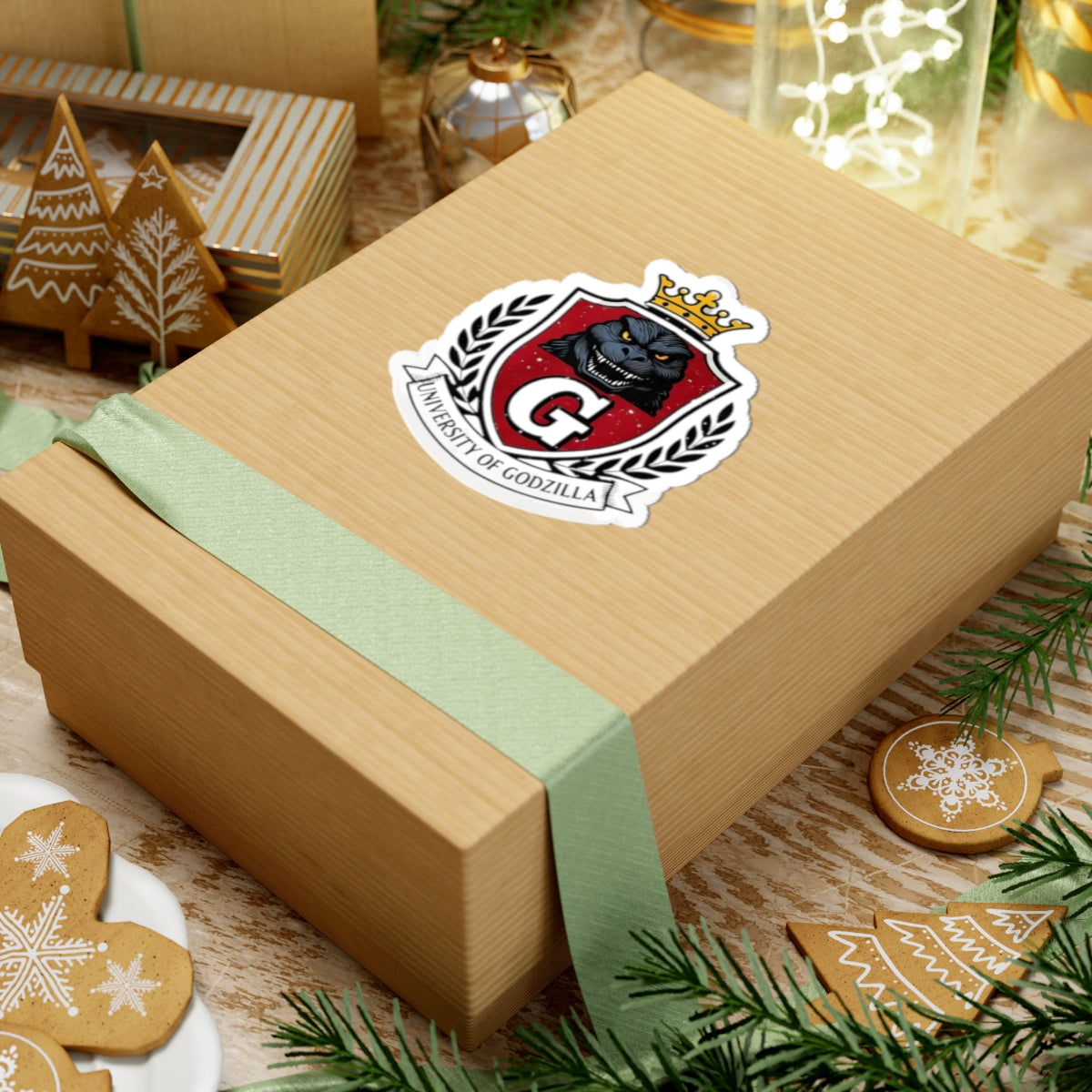 Godzilla Kaiju Kiss-Cut Stickers, University of Godzilla Sticker, Cool Stickers, Laptop Decals, Waterproof Stickers, Vinyl Stickers