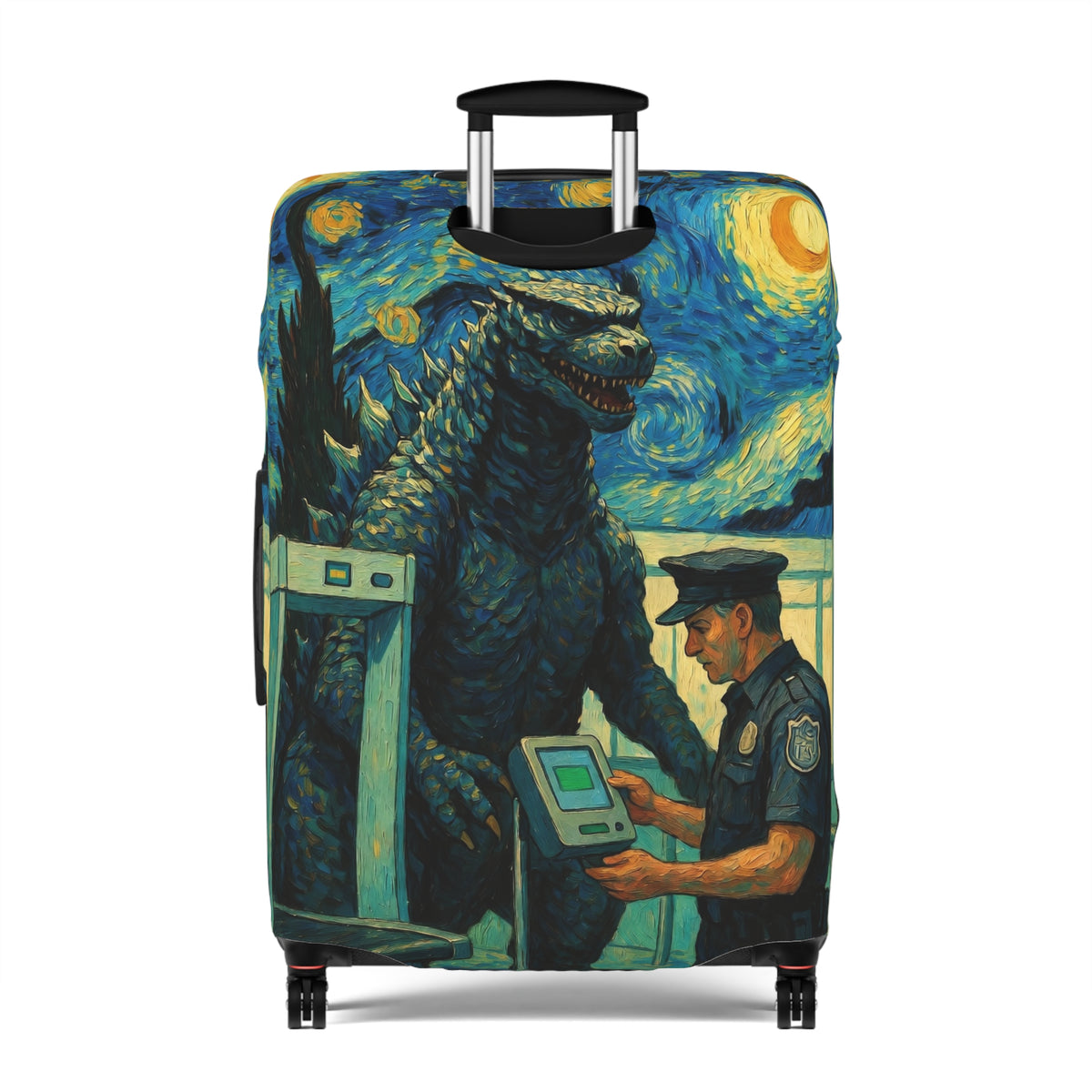 Funny Giant Monster Airport Suitcase Cover | Surreal Night Sky Luggage Protector