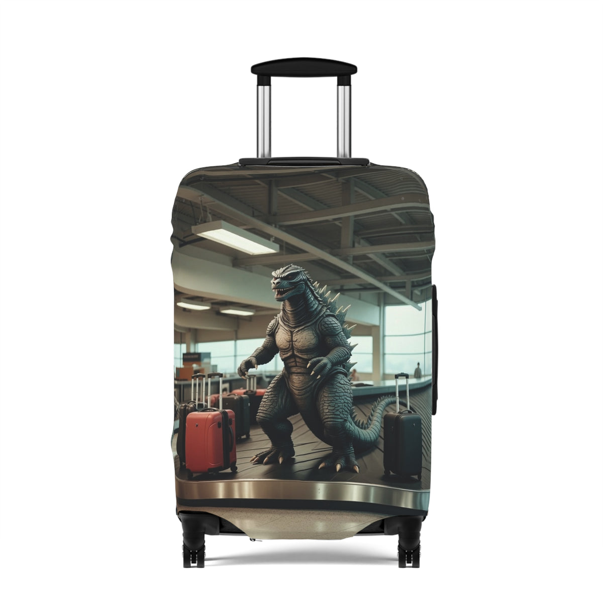 Funniest Monster Airport Luggage Cover - Fun Vintage Travel Suitcase Protector