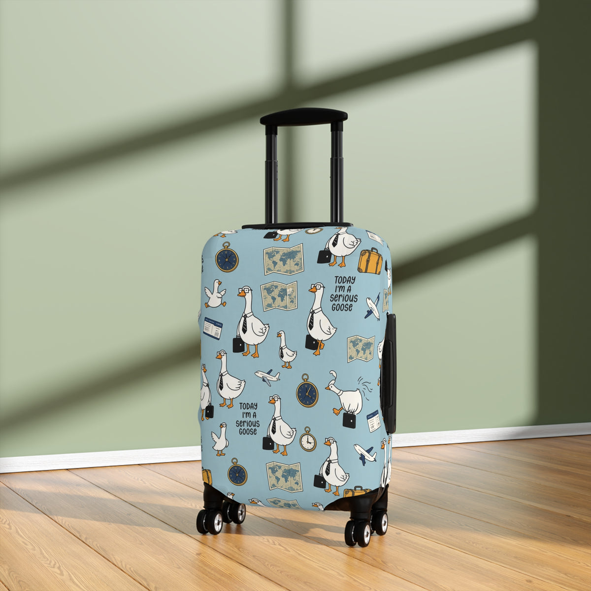 Today I'm A Serious Goose - Funny Goose Luggage Cover | Cute Cartoon Suitcase Protector