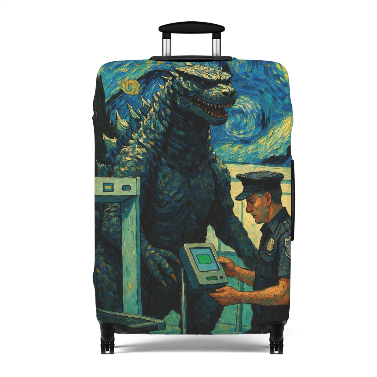 Funny Giant Monster Airport Suitcase Cover | Surreal Night Sky Luggage Protector