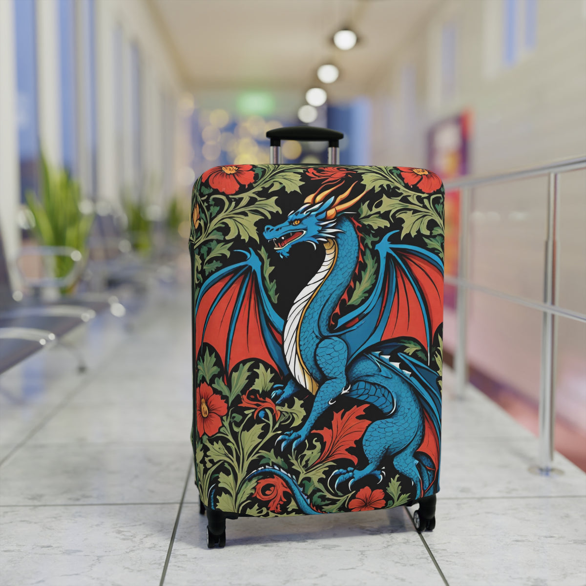 Dragon Luggage Cover - Fantasy Medieval Suitcase Protector