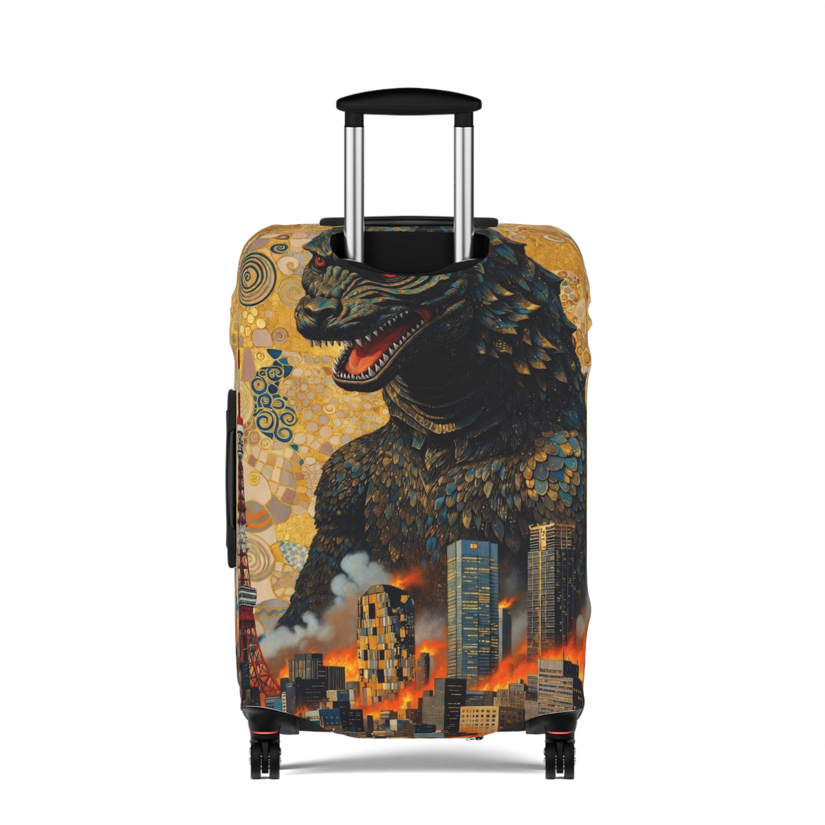 Art Nouveau Golden Monster Luggage Cover - Elastic Suitcase Protector for Travel