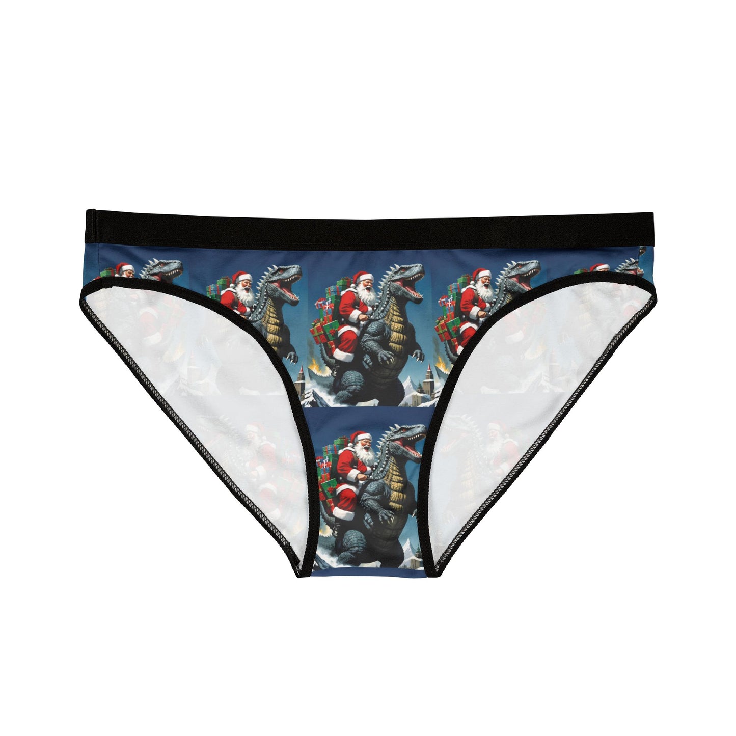 Festive Godzilla Women's Underwear, Novelty Briefs, Fun Holiday Lingerie, Unique Christmas Gifts, AOP Design, Kawaii Underwear