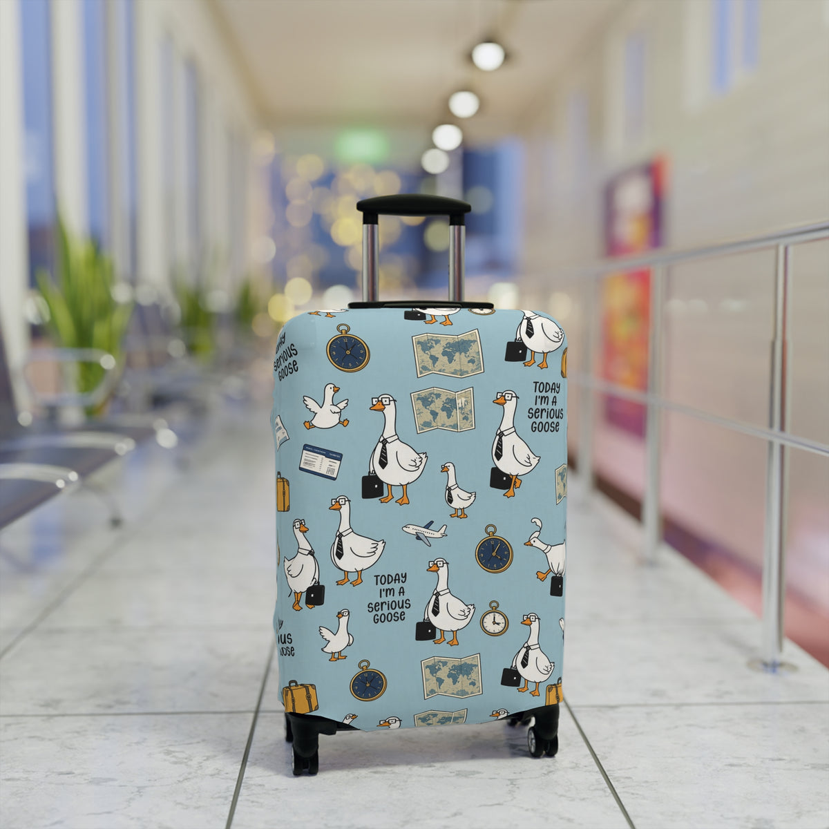 Today I'm A Serious Goose - Funny Goose Luggage Cover | Cute Cartoon Suitcase Protector