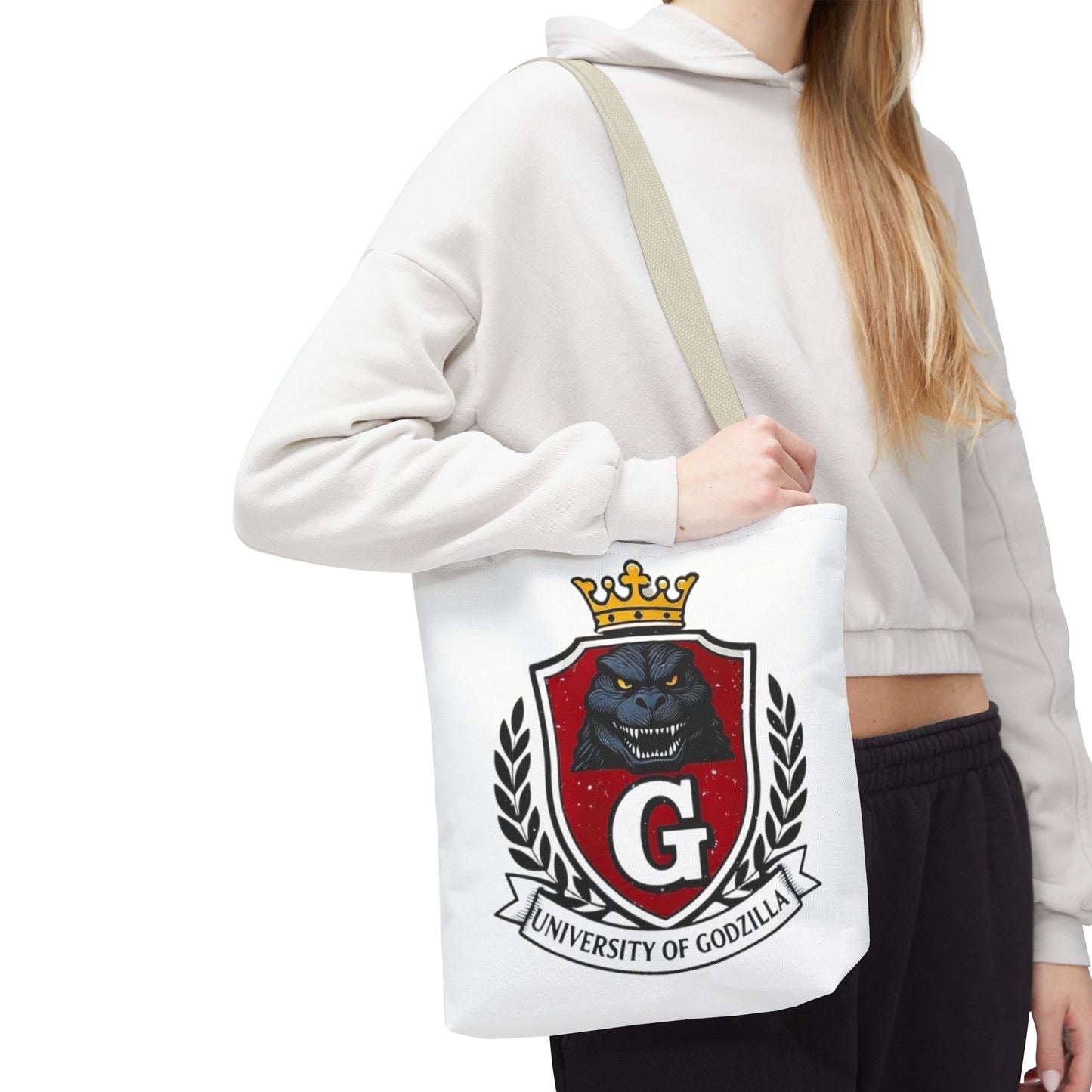 Godzilla University Tote Bag | Fun Bag, Gift for Movies Fans, Cute Carryall, College Spirit, Party Favor, Art Print
