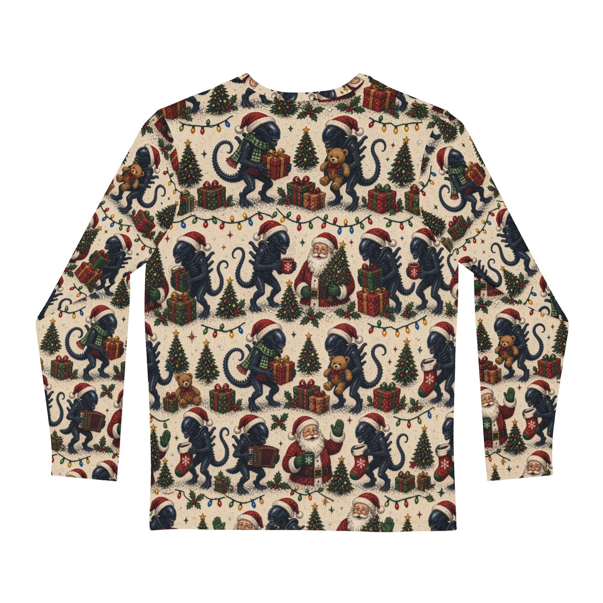 Christmas Long Sleeve Shirt with Santa, Snowmen and Aliens