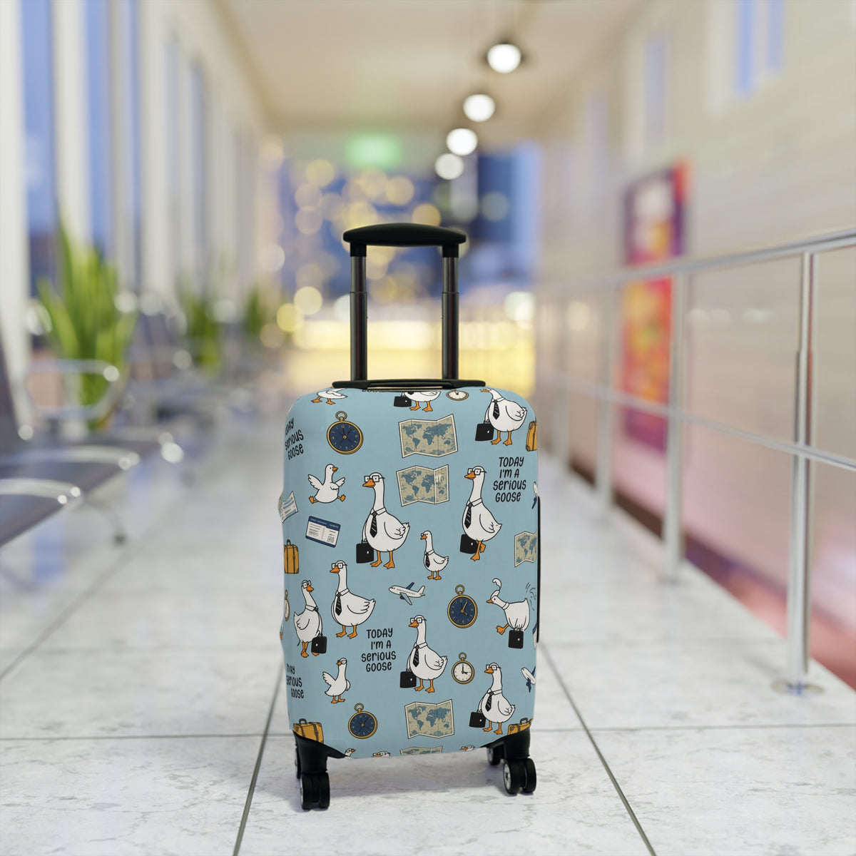 Today I'm A Serious Goose - Funny Goose Luggage Cover | Cute Cartoon Suitcase Protector