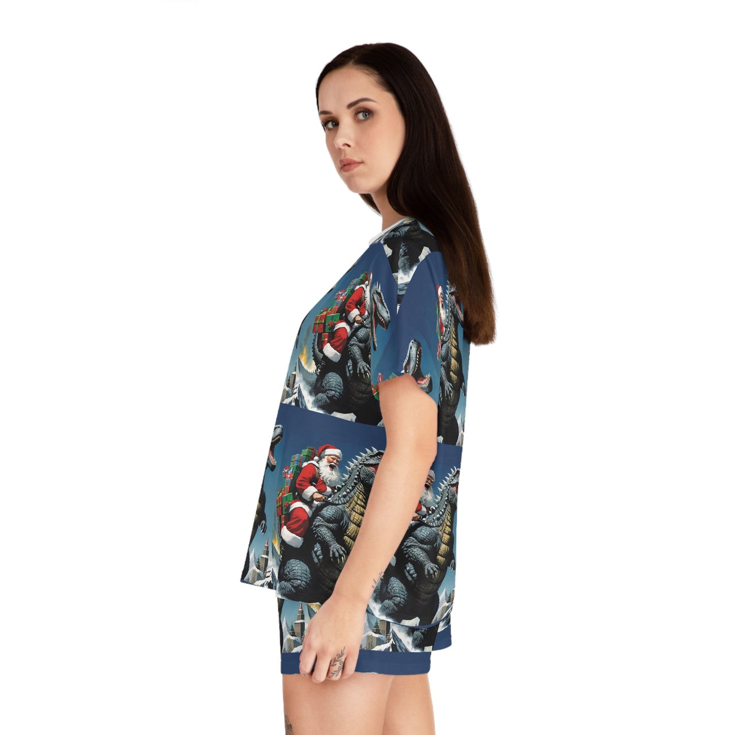 Santa Godzilla Women's Pajama Set