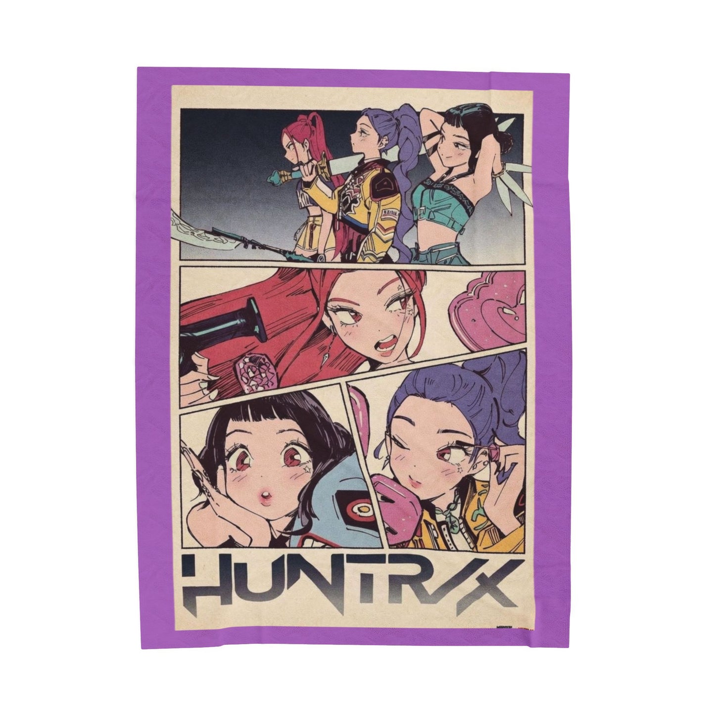 Kpop blanket, kpop art Velveteen Plush Blanket — Kawaii Comic Panel Throw