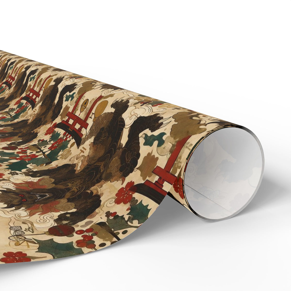Vintage Japanese Kaiju Christmas Wrapping Paper - Retro Giant Monster Holiday Gift Wrap