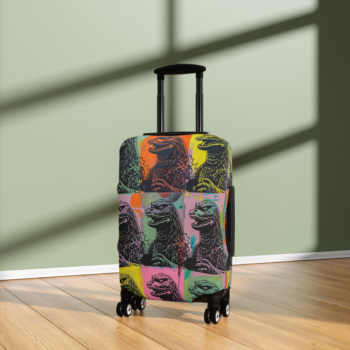 Pop Art Monster Luggage Cover - Fun Travel Gift for Suitcase Lovers