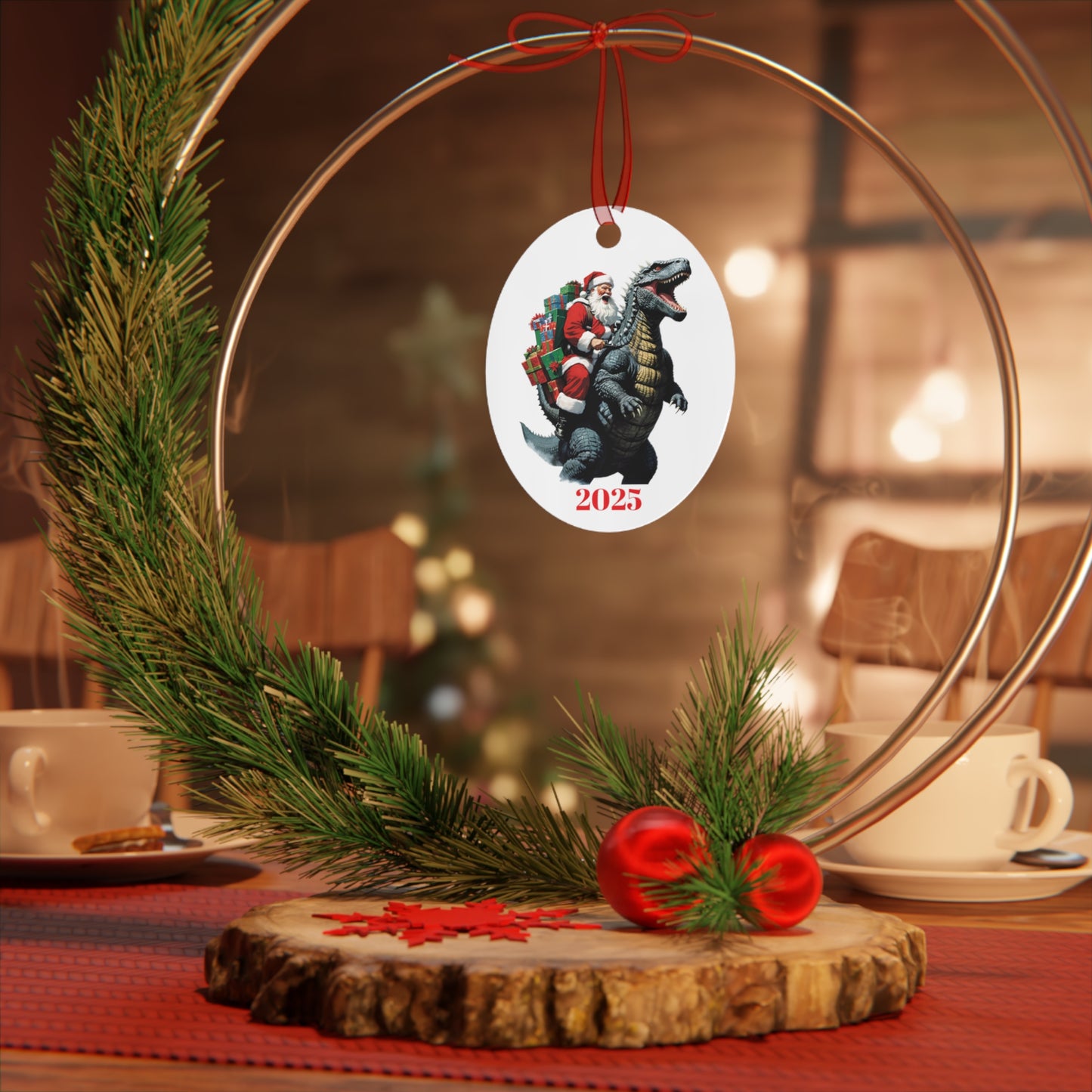 Christmas Ornament Metal Ornaments - Godzilla and Santa Clause 2025