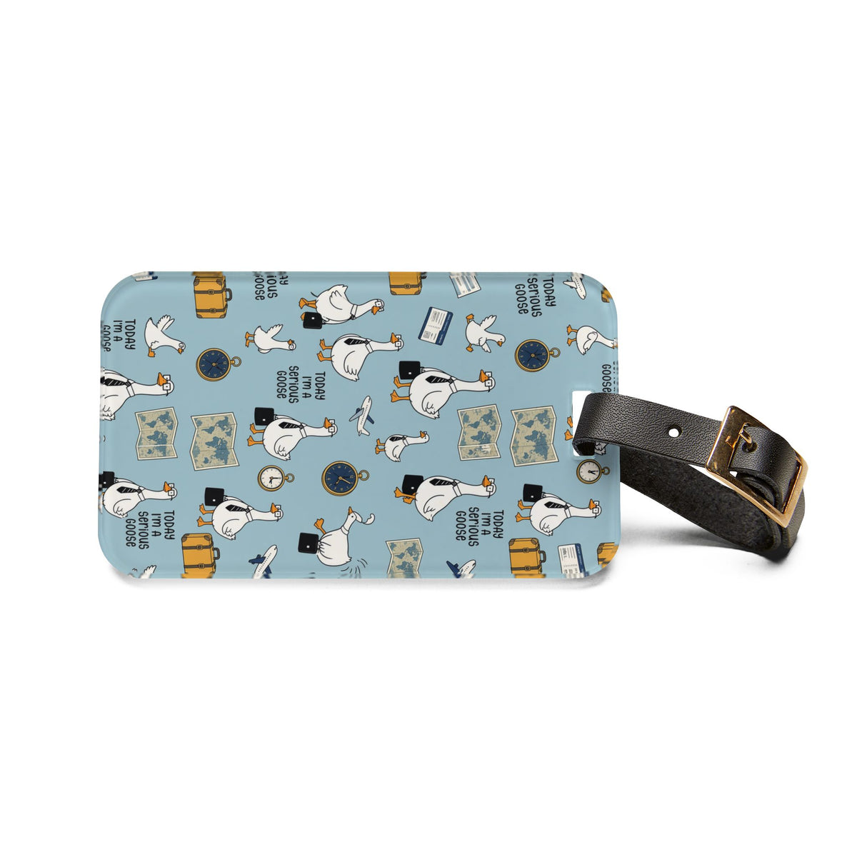 Silly Goose Travel Luggage Tag – 'Today I'm a Seagull' Blue Pattern