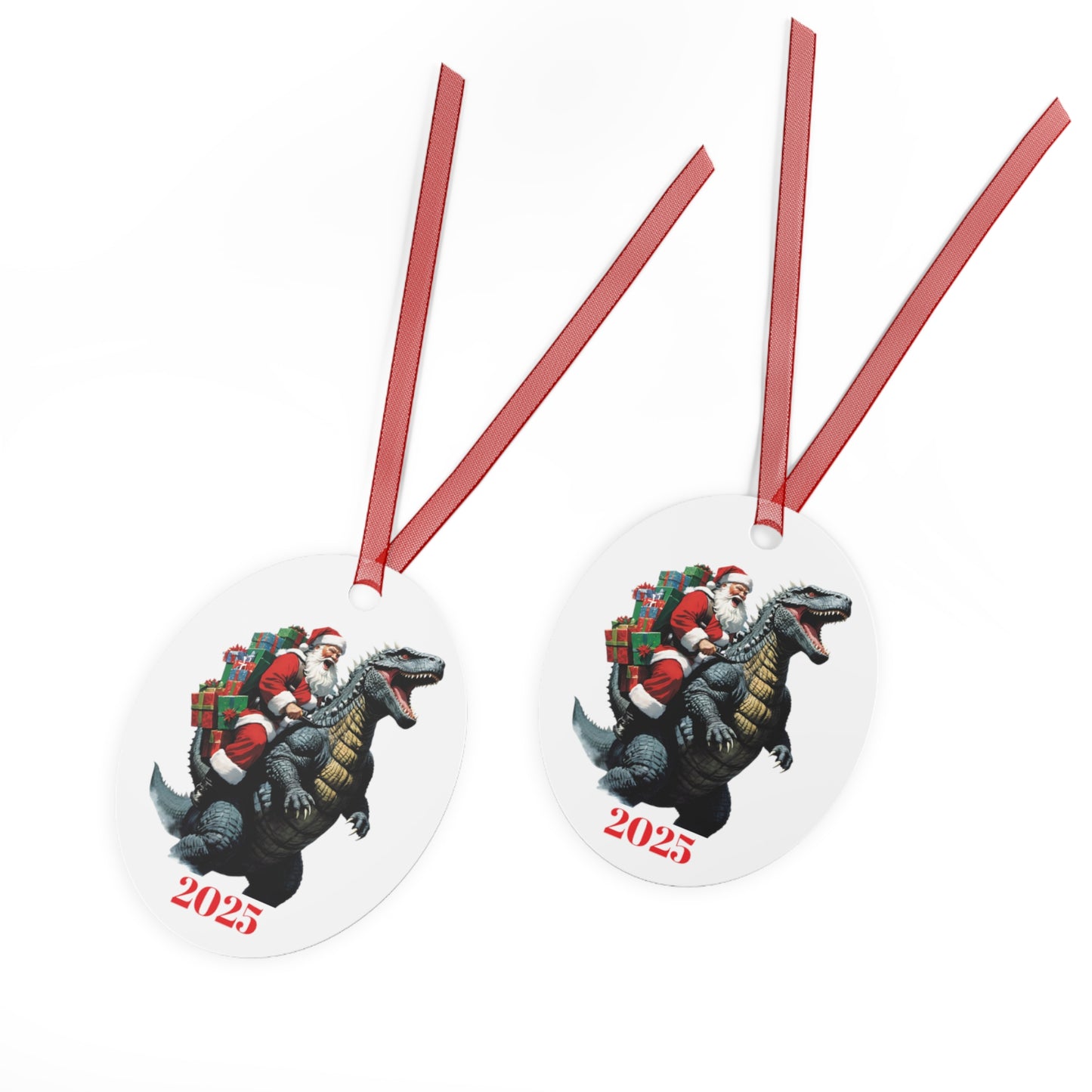 Christmas Ornament Metal Ornaments - Godzilla and Santa Clause 2025