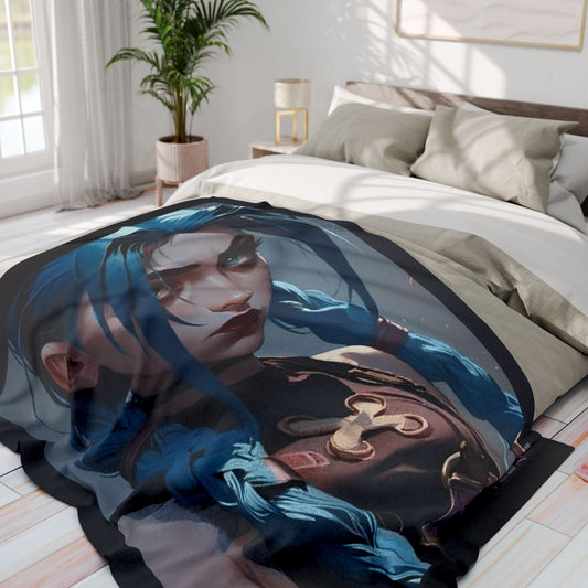 Fleece Blanket - Jinx Anime Art Throw Blanket for Japanese Anime and Manga Lovers