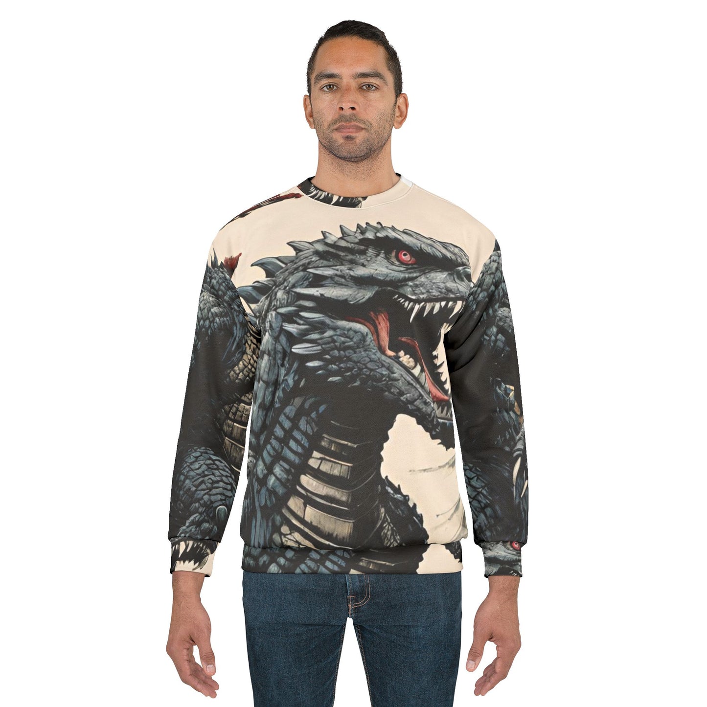 Unisex Kaiju Japanese Sweatshirt - Bold Graphic Tee for Godzilla Fans, Comfort Wear, Streetwear, Gift for Movie Lovers, Trendy Pullover