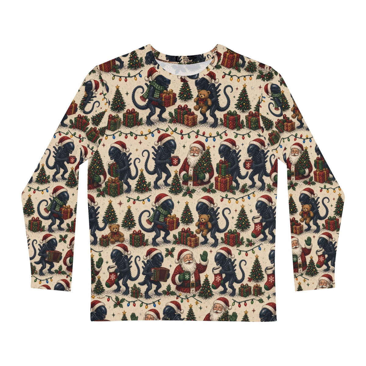 Christmas Long Sleeve Shirt with Santa, Snowmen and Aliens