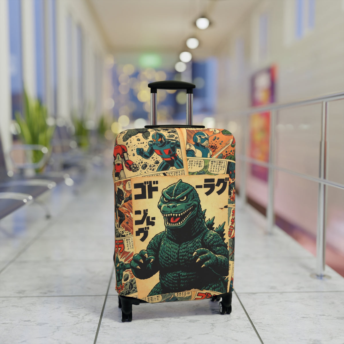 Vintage Monster Collage Luggage Cover - Retro Suitcase Protector