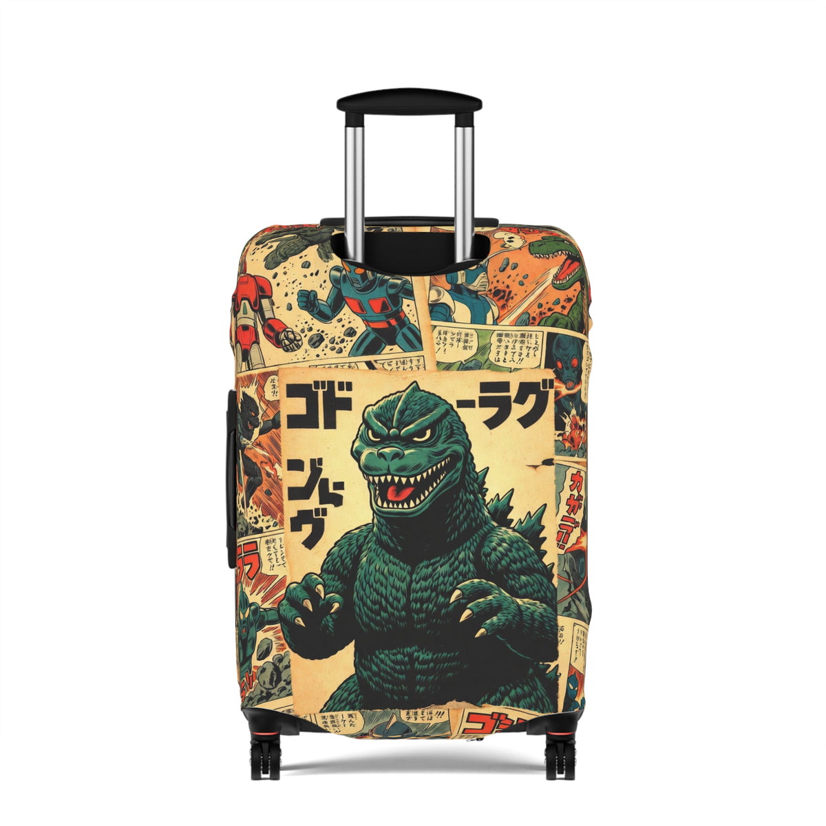 Vintage Monster Collage Luggage Cover - Retro Suitcase Protector
