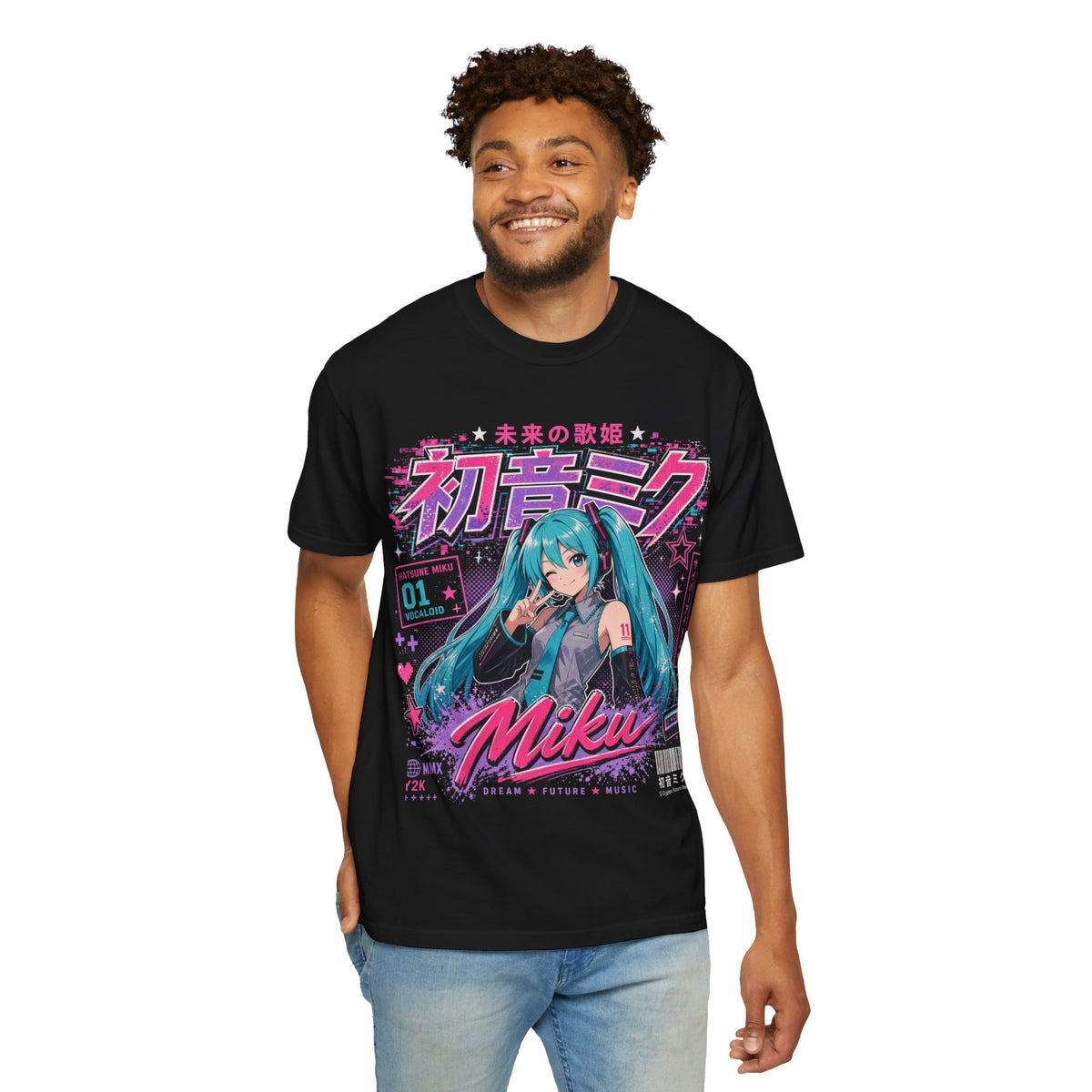 Y2K Anime Girl Graphic T-Shirt - Teal Hair Virtual Pop Star Tee