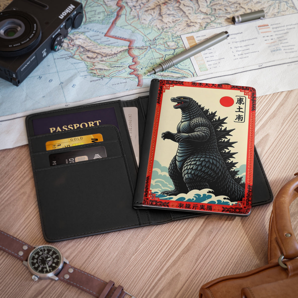 Vintage Monster Passport Cover - Retro Travel Accessory