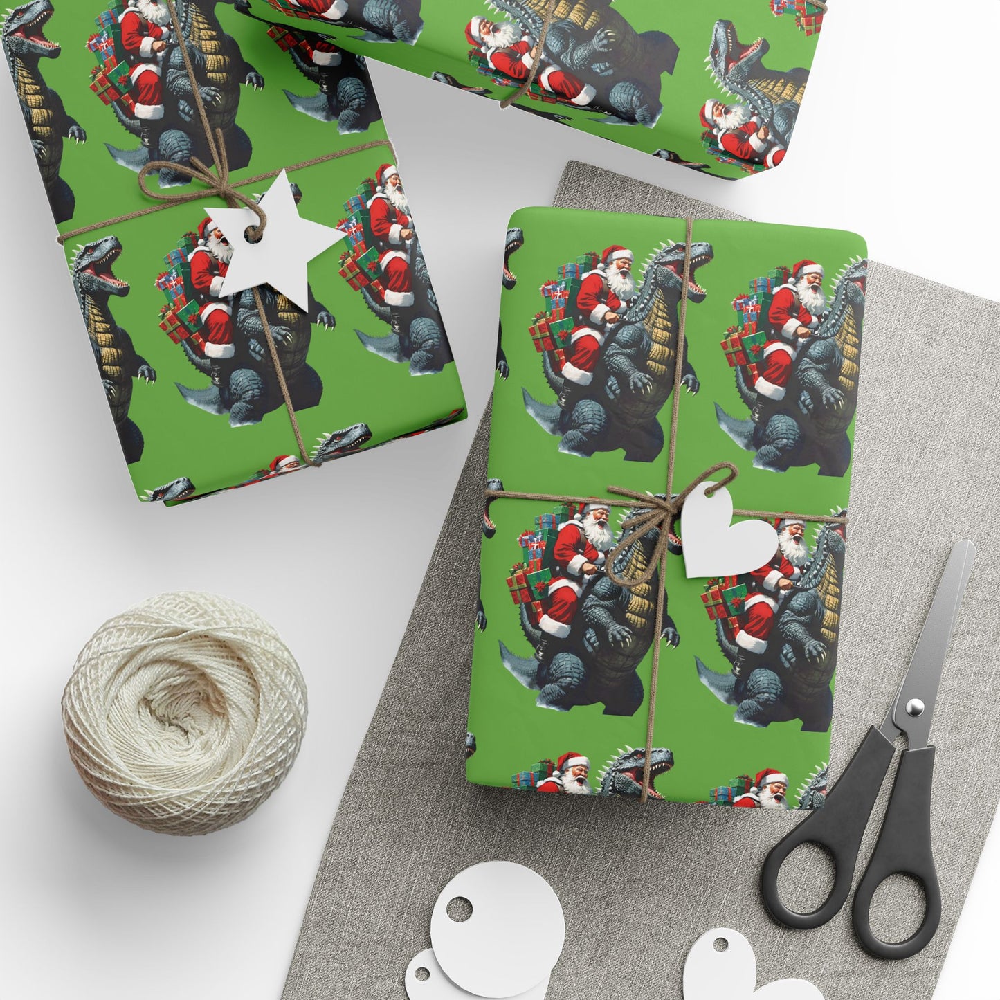 Godzilla Santa Vintage Christmas Wrapping Papers