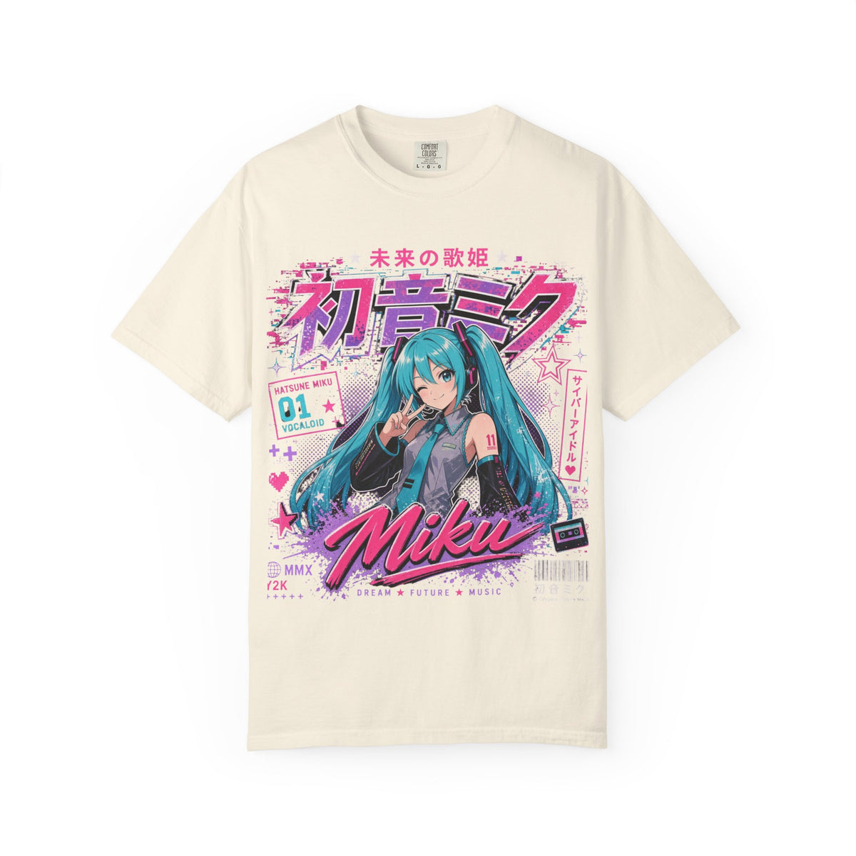 Y2K Anime Girl Graphic T-Shirt - Teal Hair Virtual Pop Star Tee