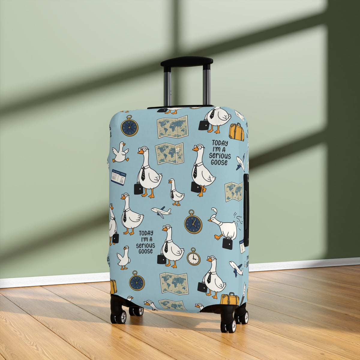 Today I'm A Serious Goose - Funny Goose Luggage Cover | Cute Cartoon Suitcase Protector