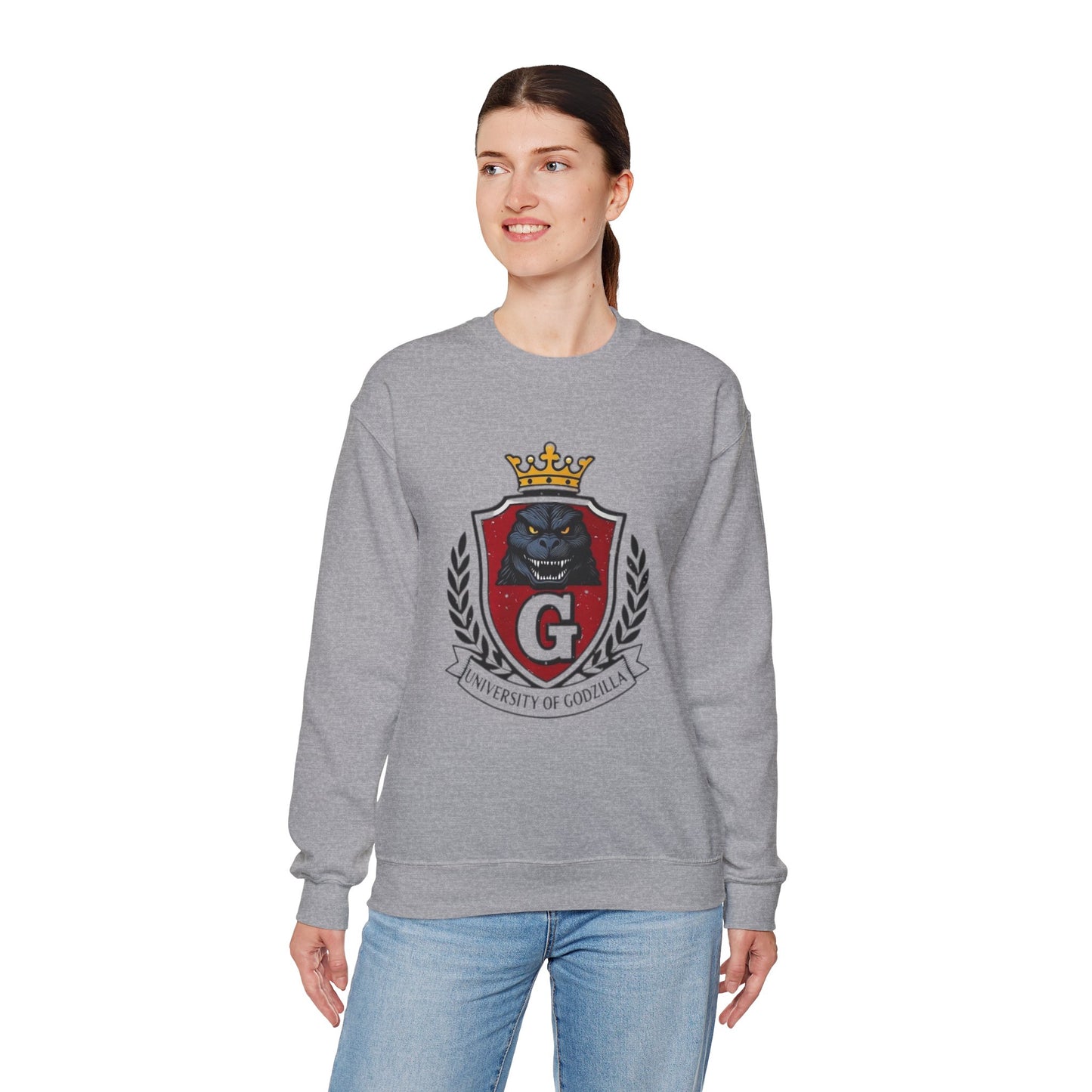 Godzilla University Sweatshirt, Designer Graphic Crewneck, Christmas Gift, Godzilla Shirt, Unique Pullover